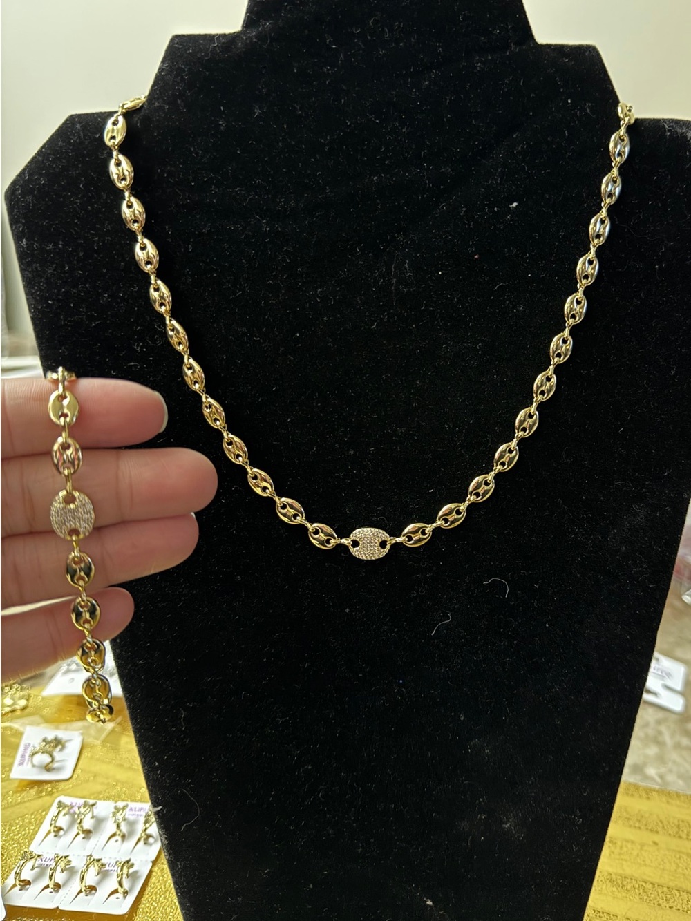 Gold Tone Linked Station Necklace - Women's Jewelry